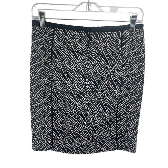 H&M Women's Pencil Skirt Straight Mini Animal Print Zip Black White zebra 6 - Picture 6 of 9